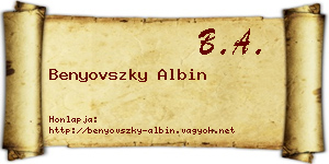 Benyovszky Albin névjegykártya